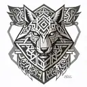 twilight princess style, hylian shield in the middle, human link, wolf link tattoo design idea