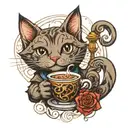 barista cat tattoo design idea