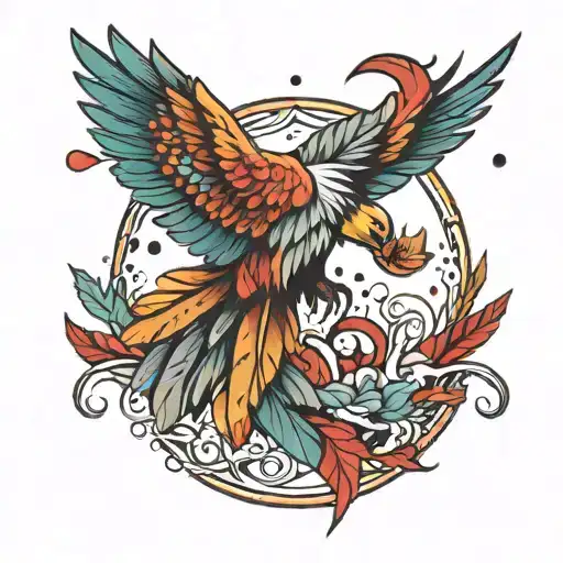 feathers falling from wings tattoo design idea