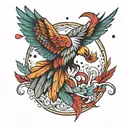 feathers falling from wings tattoo design idea