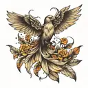 feathers falling from wings tattoo design idea