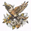 feathers falling from wings tattoo design idea