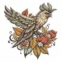 feathers falling from wings tattoo design idea