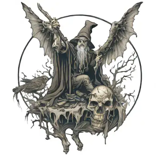 baba yaga witch gore tattoo design idea