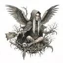 baba yaga witch gore tattoo design idea