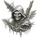 baba yaga witch gore tattoo design idea