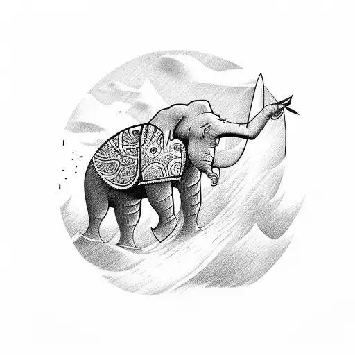 babar surfing tattoo design idea
