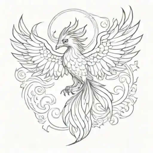 phoenix flying tattoo design idea