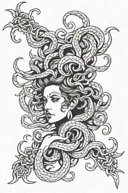 Medusa design combined tattoo design idea