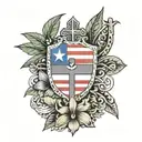 Puerto Rican flag, coqui, island and Christian cross tattoo design idea