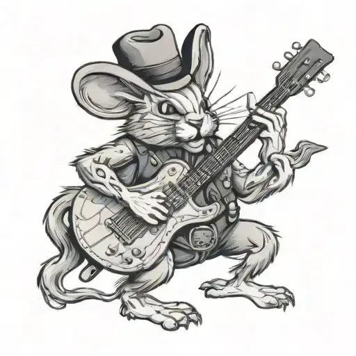 Bug Bunny playing a guitar in a western saloon tattoo design idea