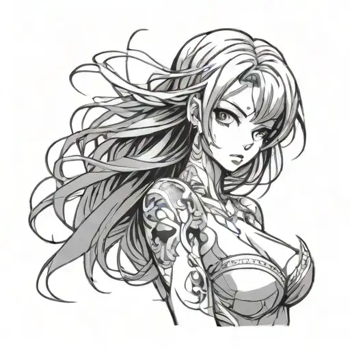 anime girl with big titties tattoo design idea
