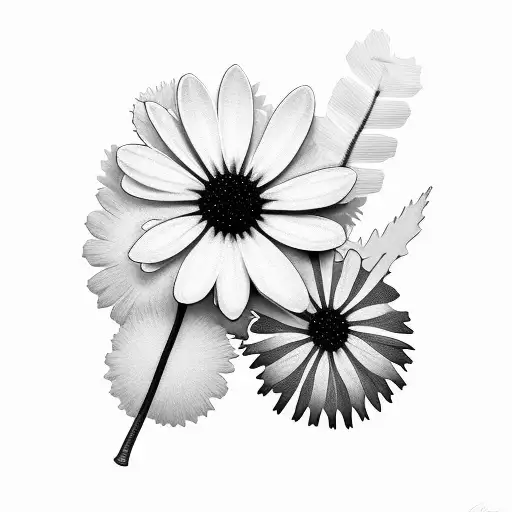 Cherry Blossom, daisy, silver fern and maple leaf tattoo design idea