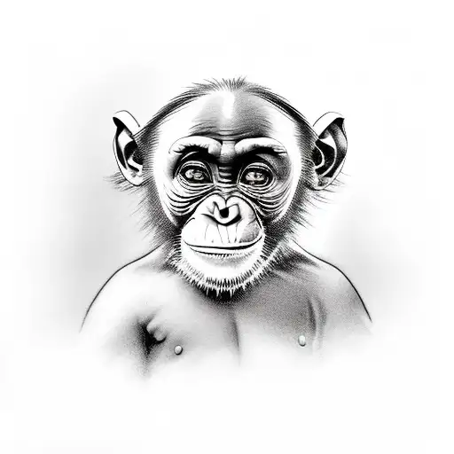 chimpanzee eating a human baby tattoo design idea