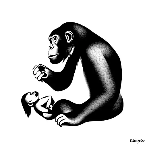 chimpanzee eating a baby tattoo design idea