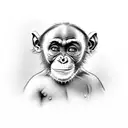 chimpanzee eating a human baby tattoo design idea