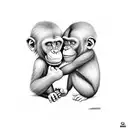 chimpanzee eating a human baby tattoo design idea