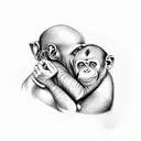 chimpanzee eating a human baby tattoo design idea