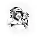chimpanzee eating a human baby tattoo design idea