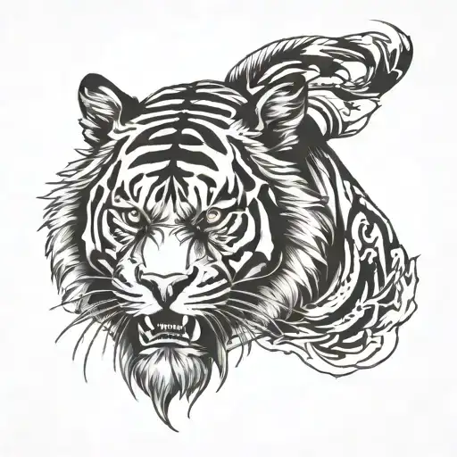 Combine a BMW logo with a fierce tiger design tattoo design idea