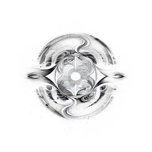 abstract water swirls line work fading into the yin and Yang symbol tattoo design idea