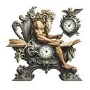 kronos zeus poseidon god clock open book high resolution 8k tattoo design idea