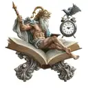 kronos zeus poseidon god clock open book high resolution 8k tattoo design idea