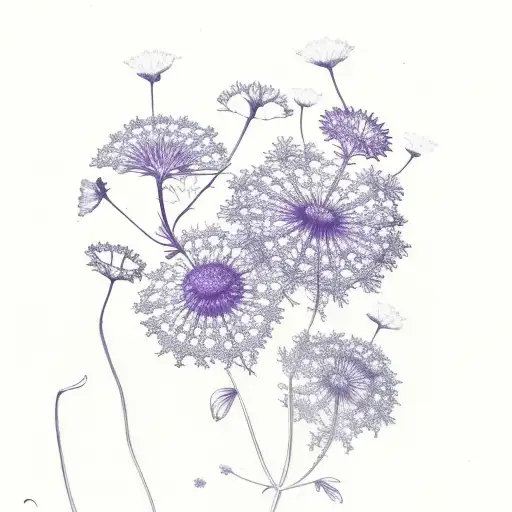 Purple Clover and Queen Anne's Lace tattoo design idea