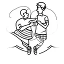 Minimalistic design featuring the silhouettes of a father and son holding hands tattoo design idea