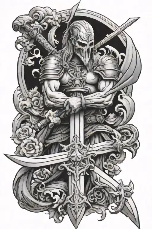 fear god on a sword tattoo design idea