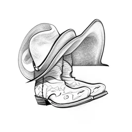 cowboy boots and cowboy hat on top  tattoo design idea