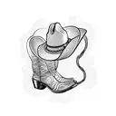 cowboy boots and cowboy hat on top  tattoo design idea