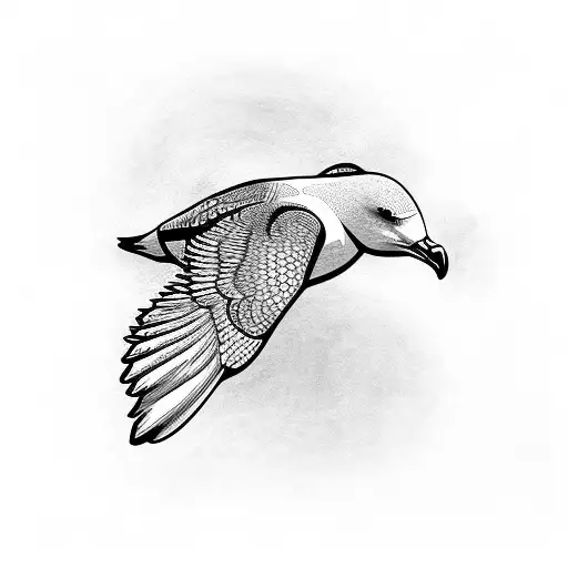 flying gull tattoo design idea