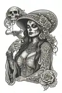 santa muerte as a gypsy woman tattoo design idea