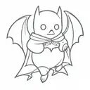 cute ghost dressed as batman  tattoo design idea