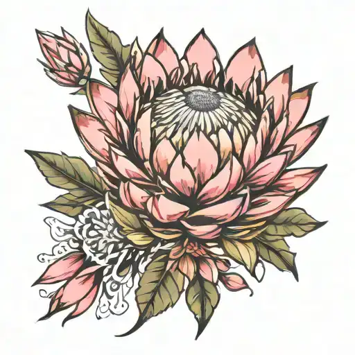 protea flower tattoo design idea