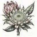 protea flower transforming tattoo design idea
