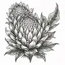 protea flower transforming tattoo design idea