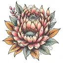 protea flower tattoo design idea