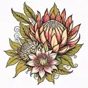 protea flower tattoo design idea
