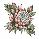 protea flower pink tattoo design idea