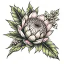 protea flower pink tattoo design idea