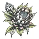 protea flower transforming tattoo design idea
