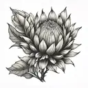 protea flower transforming tattoo design idea
