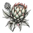 protea flower transforming tattoo design idea