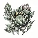 protea flower transforming tattoo design idea