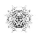 A cybernetic spine with circuitry patterns forming iconic Star Wars symbols tattoo design idea