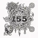 Male eating disorder recovery with the number 125  tattoo design idea