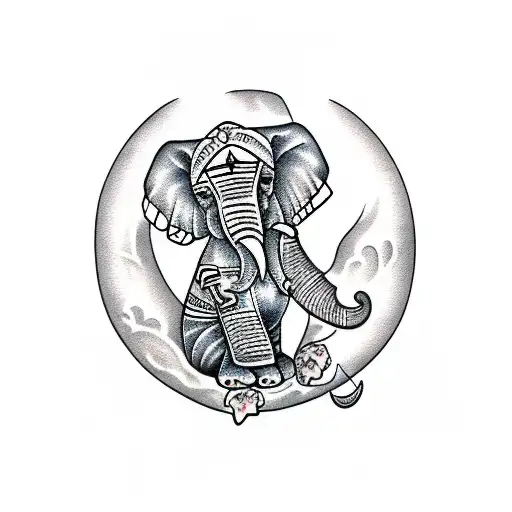 elephants and coconut tree tattoo design idea