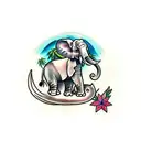 elephants and coconut tree tattoo design idea